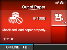 Error Message 1008 Out Of Paper